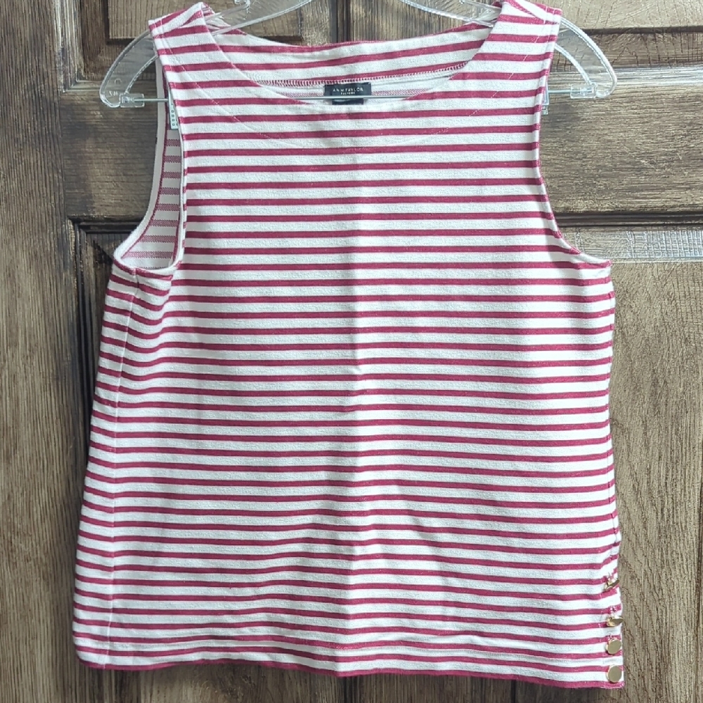 Ann Taylor Factory Red and White Striped Tank Top
